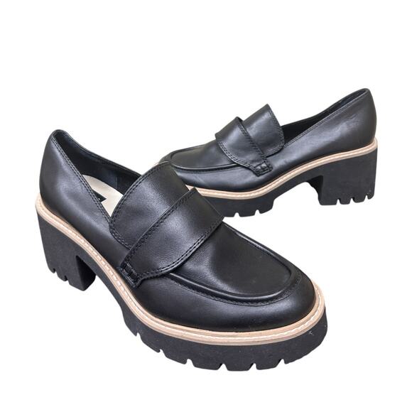 Dolce Vita Black Size 8.5 Platform Chunky Heel Loafers y2k 90s work Office Siren - Picture 1 of 13